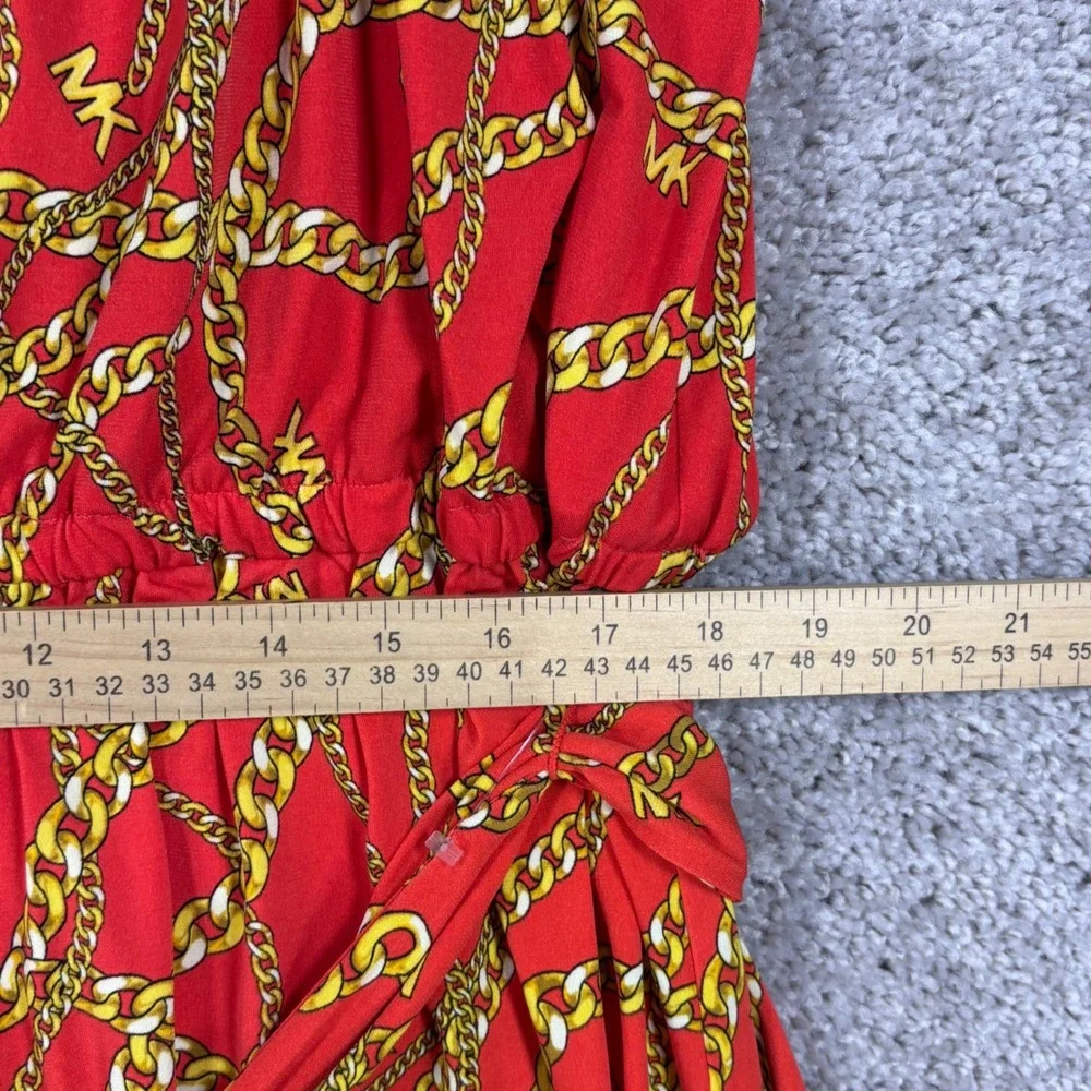 Michael Kors Red Gold Chain‎ Link Halter Neck Maxi Dress Plus Size 3X NWT